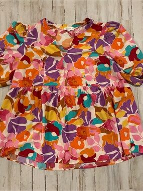 Umgee Floral Puff-Sleeve Top 1XL